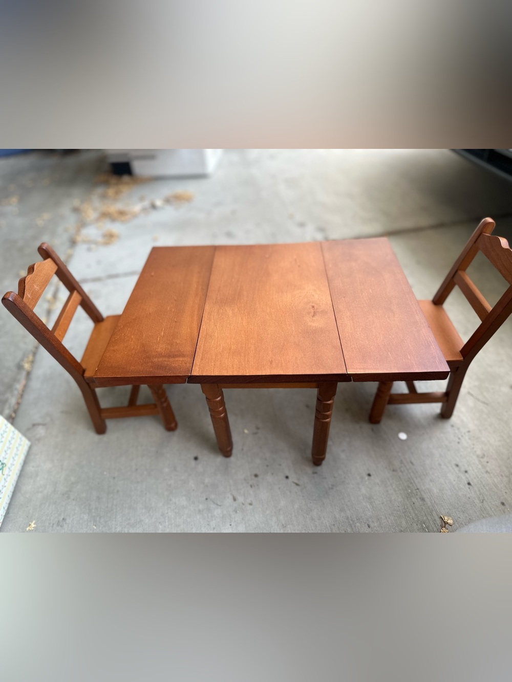 American Girl Pleasant Company Wooden Furniture Dining Table & 2 Chairs Doll Set